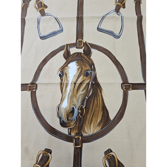 Beauville Horse Stirrups Bridal‎ Patterned Cotton Linen Hand Tea Towel 19x32 EUC - Picture 2 of 6